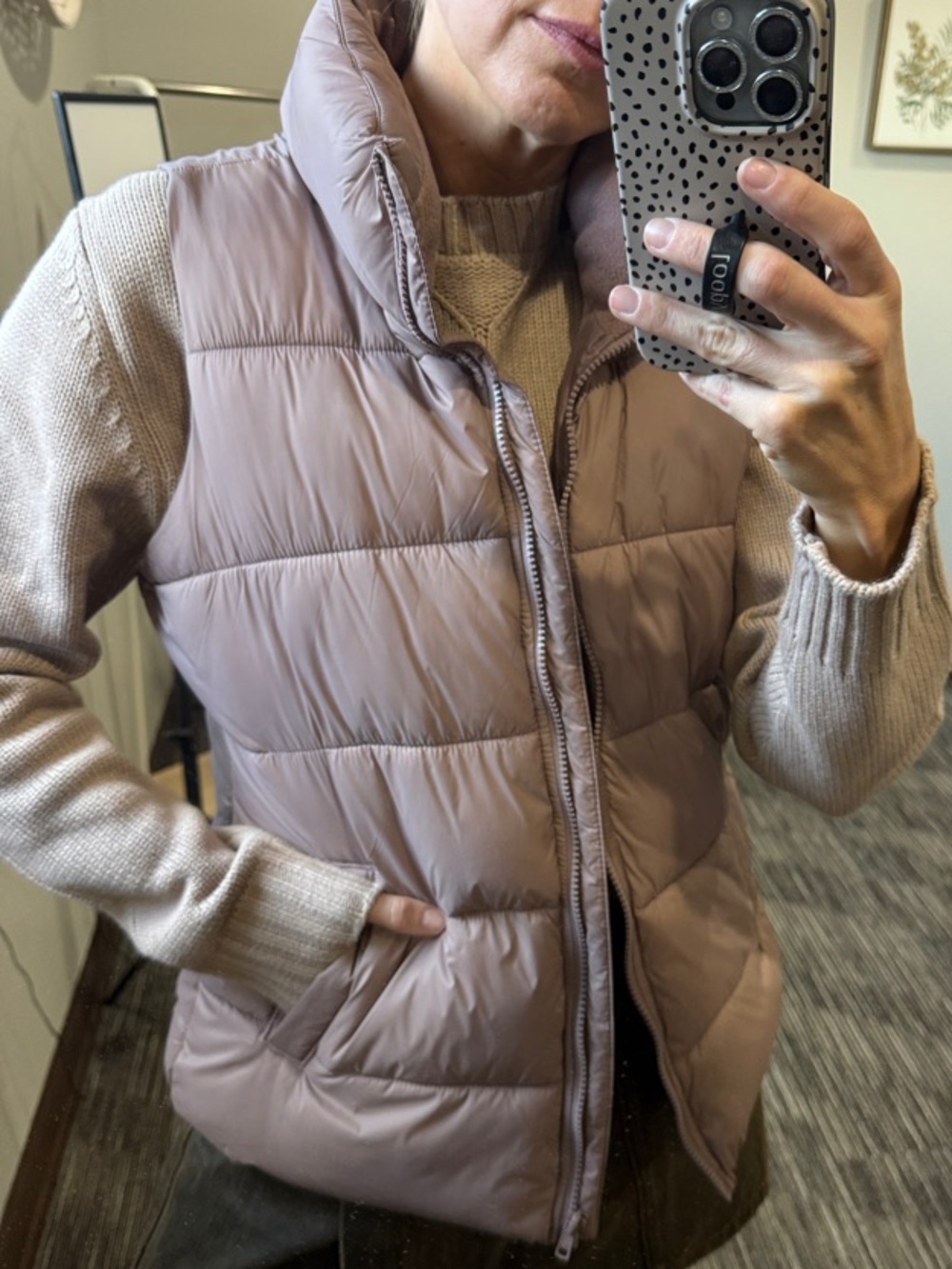 Quilted Puffer Vest in Dusty Mauve